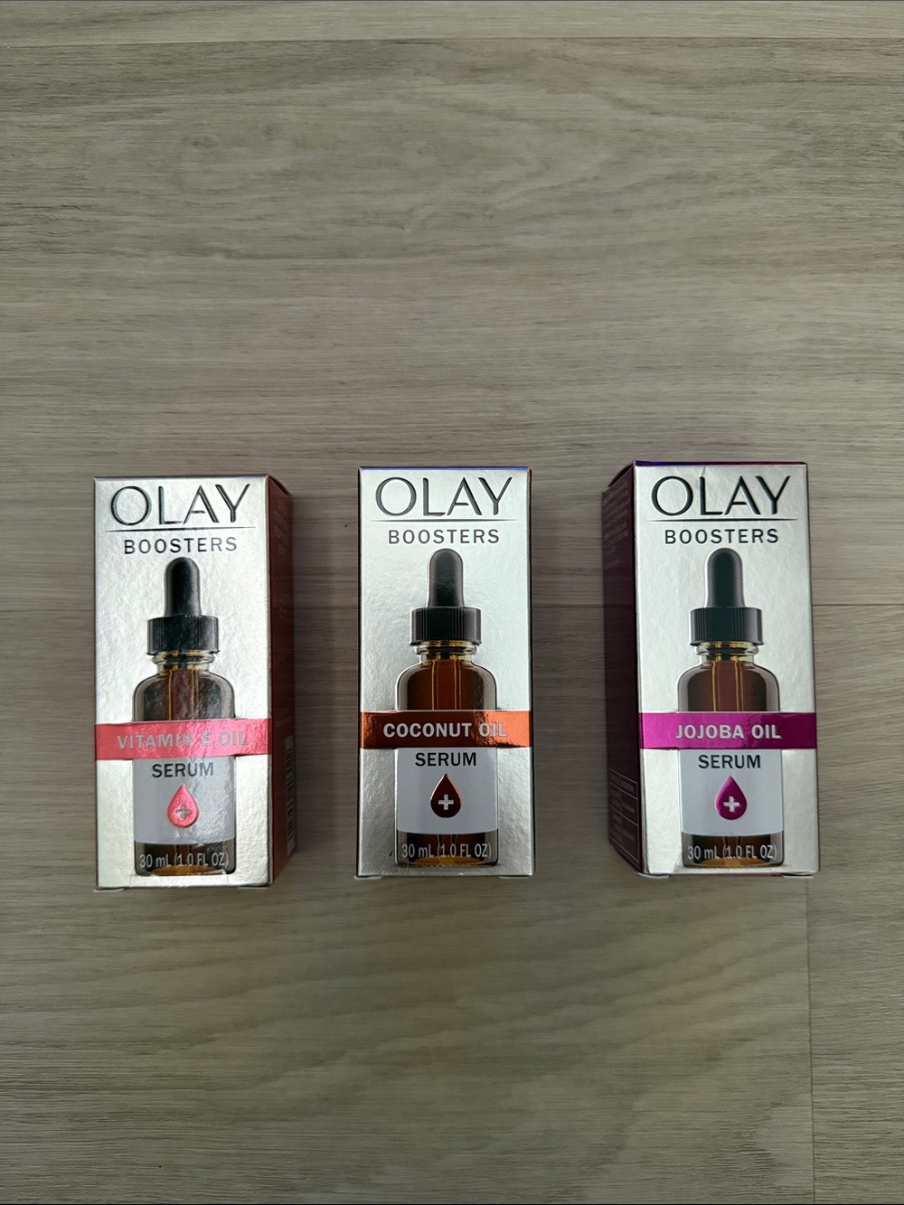 OLAY Boosters Serum Trio with Vitamin E, Coconut and Jojoba Oil